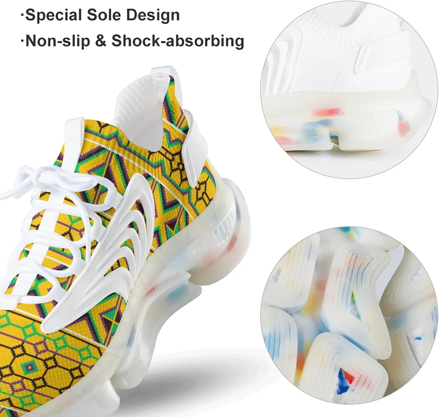 African Kente Pattern Men's Running Shoes Lightweight Walking Shoe Breathable Sneaker