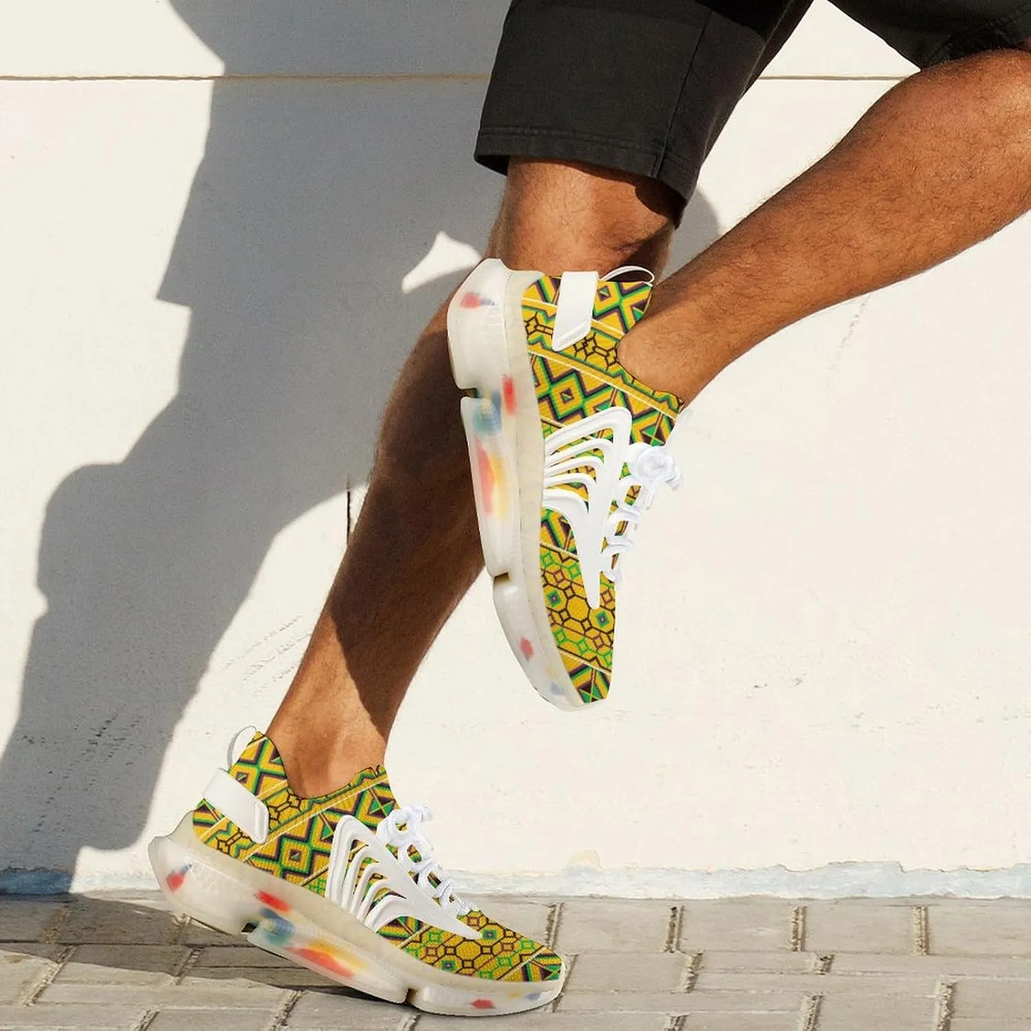 African Kente Pattern Men's Running Shoes Lightweight Walking Shoe Breathable Sneaker