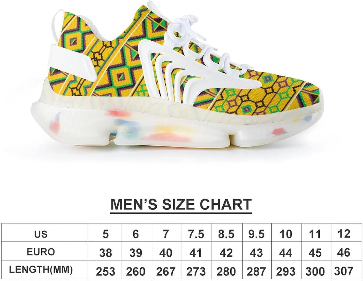 African Kente Pattern Men's Running Shoes Lightweight Walking Shoe Breathable Sneaker