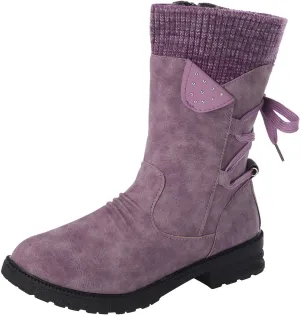 AMDBEL Knee High Boots Women Low Heel, Womens Boots Fall 2023 Knee High, Snow Boots for Women Fur Lined Round Toe Square Heel Snow Boots Winter Mid Calf Boots