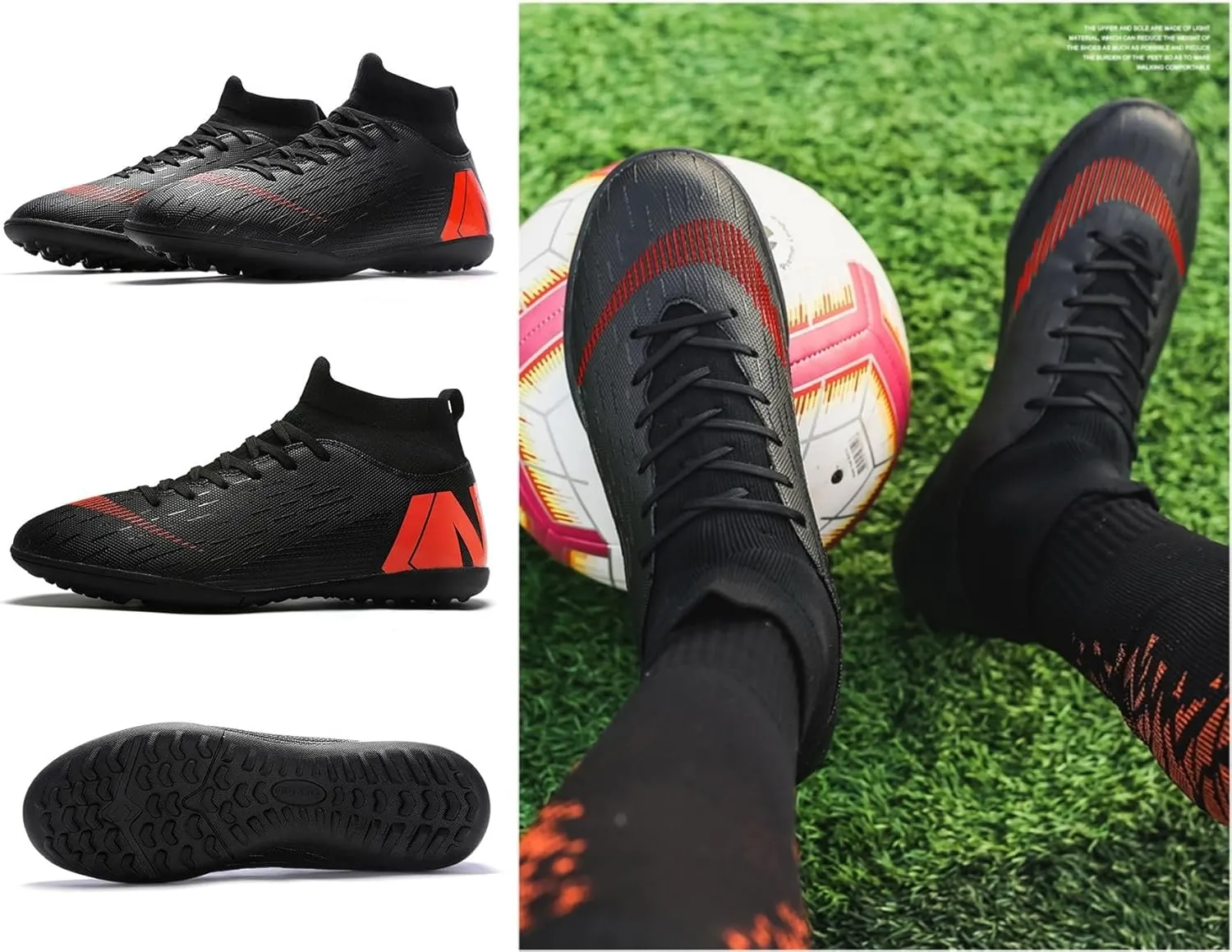 AMZ BSHIDA Men's Indoor Soccer Shoes Big Boys/Youth Training Turf Cleats Futsal Shoes/Football Sneaker