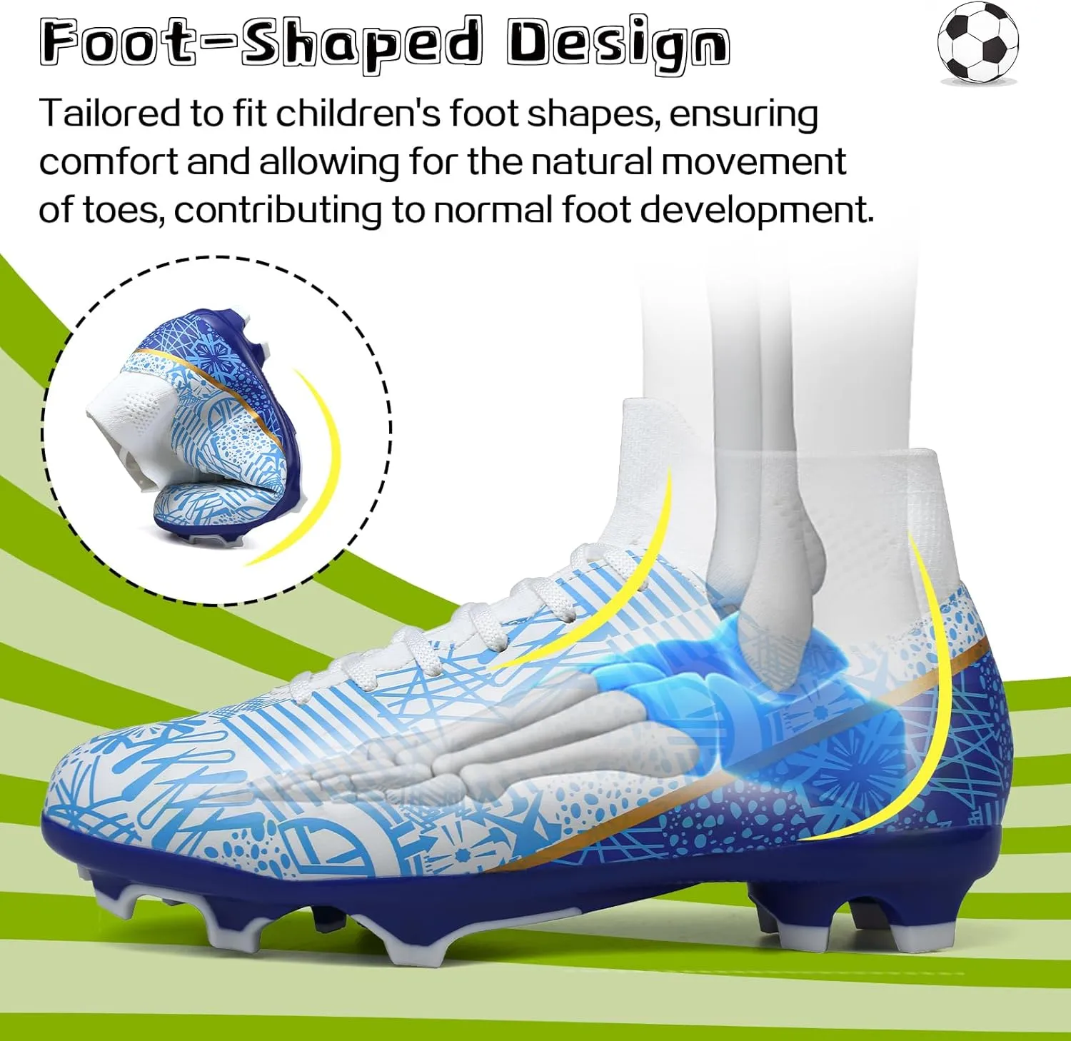 ASoftLand Boys Girls Soccer Cleats Lace Up Cleats(Little Kid/Big Kid) AG/FG