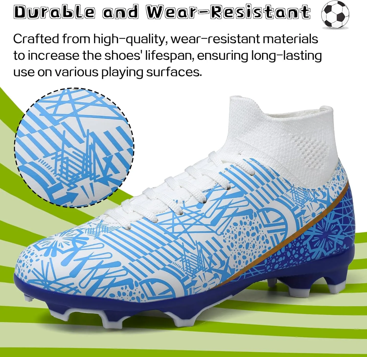 ASoftLand Boys Girls Soccer Cleats Lace Up Cleats(Little Kid/Big Kid) AG/FG