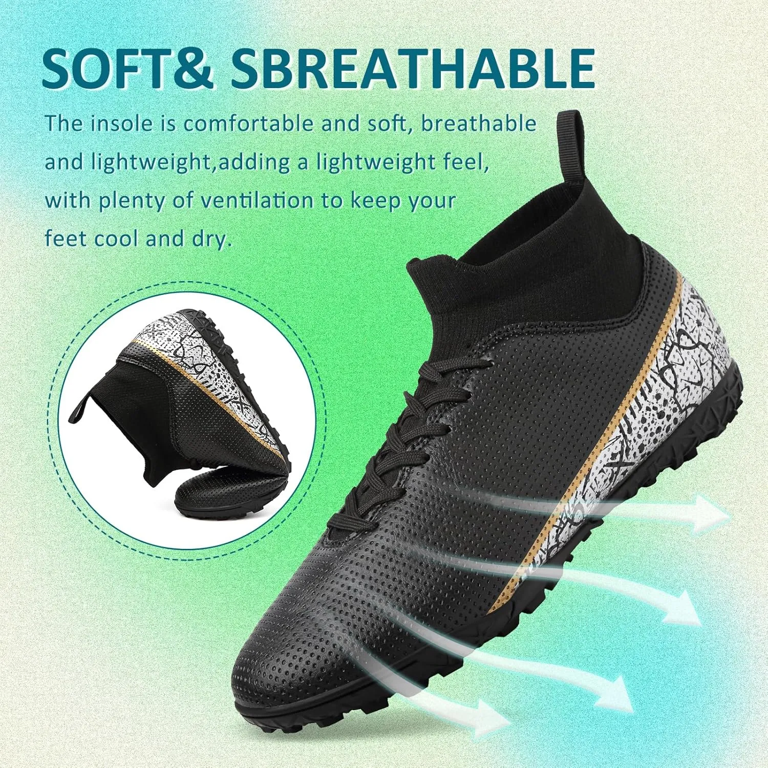 ASoftLand Soccer Cleats Mens Women Soccer Shoes for Big Boy AG/TF