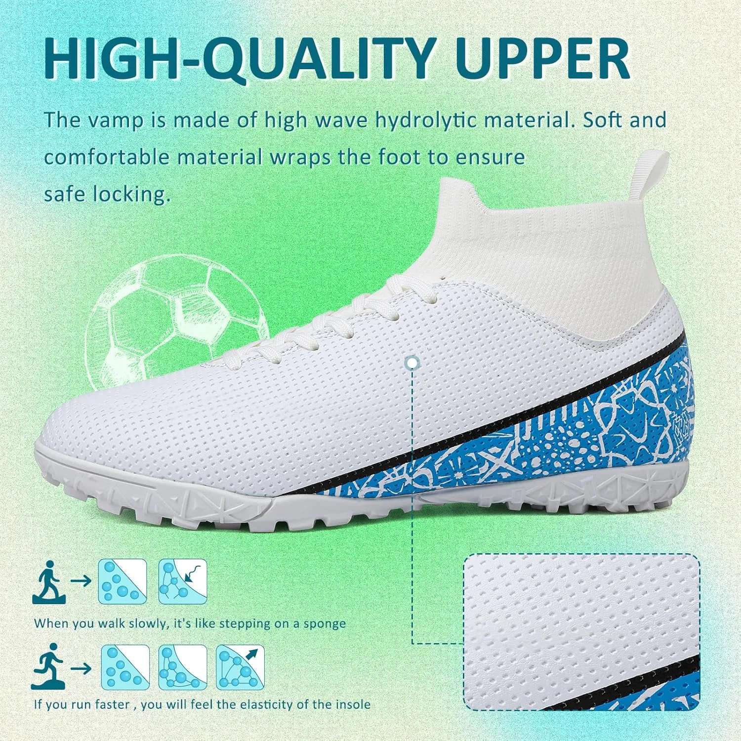ASoftLand Soccer Cleats Mens Women Soccer Shoes for Big Boy AG/TF