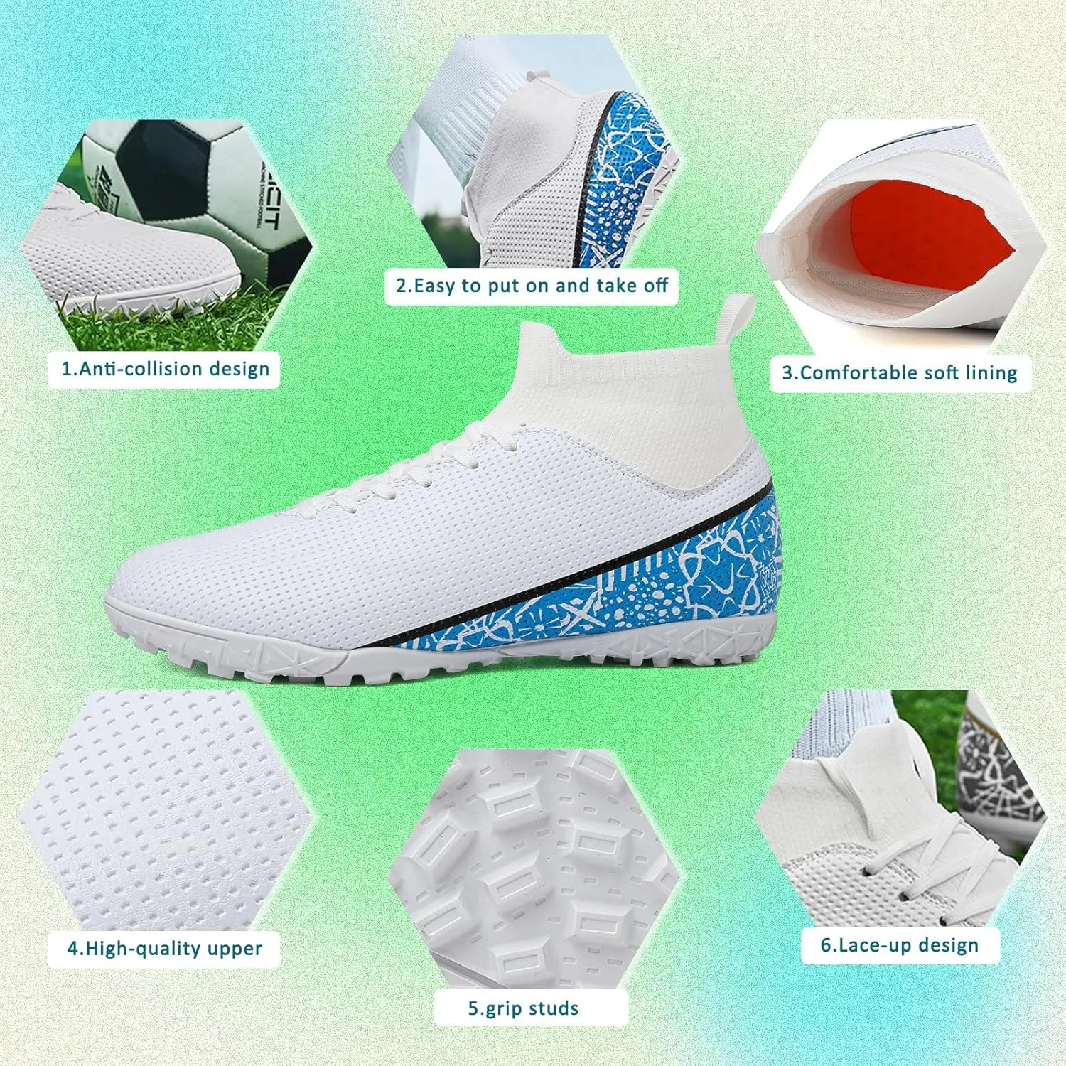 ASoftLand Soccer Cleats Mens Women Soccer Shoes for Big Boy AG/TF