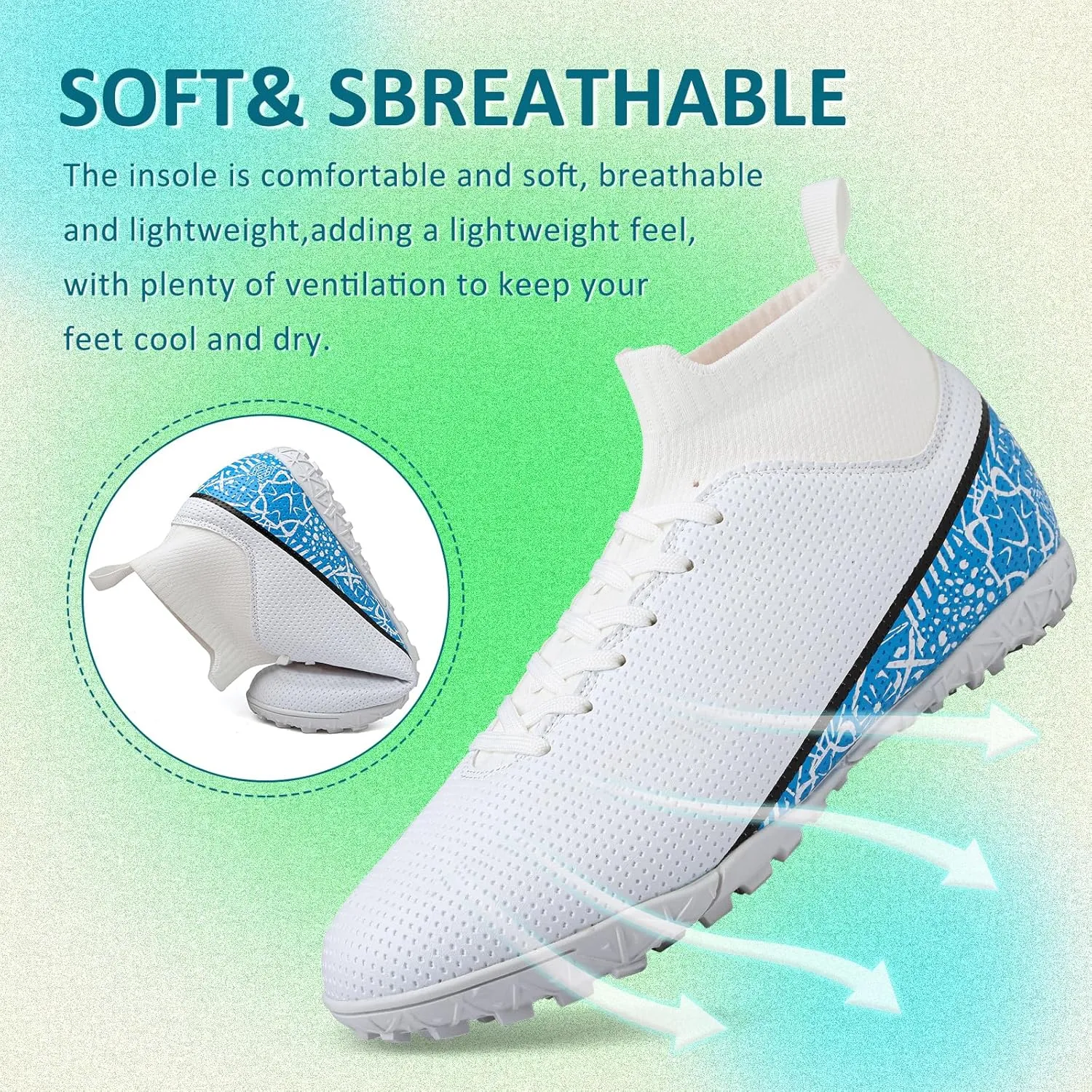 ASoftLand Soccer Cleats Mens Women Soccer Shoes for Big Boy AG/TF