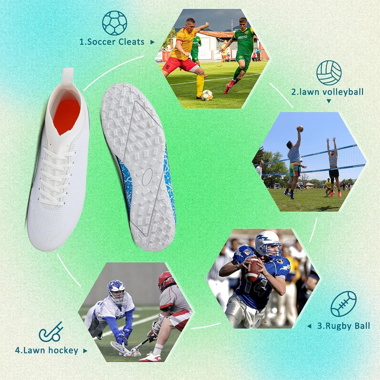 ASoftLand Soccer Cleats Mens Women Soccer Shoes for Big Boy AG/TF
