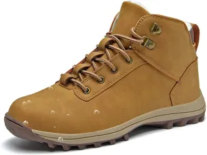 AUNTHUI Unisex Waterproof Snow Boots Fully Fur Lined Outdoor Booties,Winter Fleece Warm Anti-Slip Work Fashion Hiking Boots