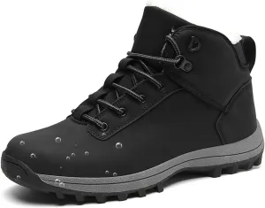 AUNTHUI Unisex Waterproof Snow Boots Fully Fur Lined Outdoor Booties,Winter Fleece Warm Anti-Slip Work Fashion Hiking Boots