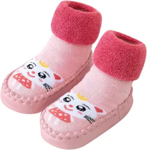 Autumn and Winter Cute Children Toddler Shoes Flat Bottom Non Slip Socks Shoes Warm Cartoon Pattern Boy Size 6 Shoes