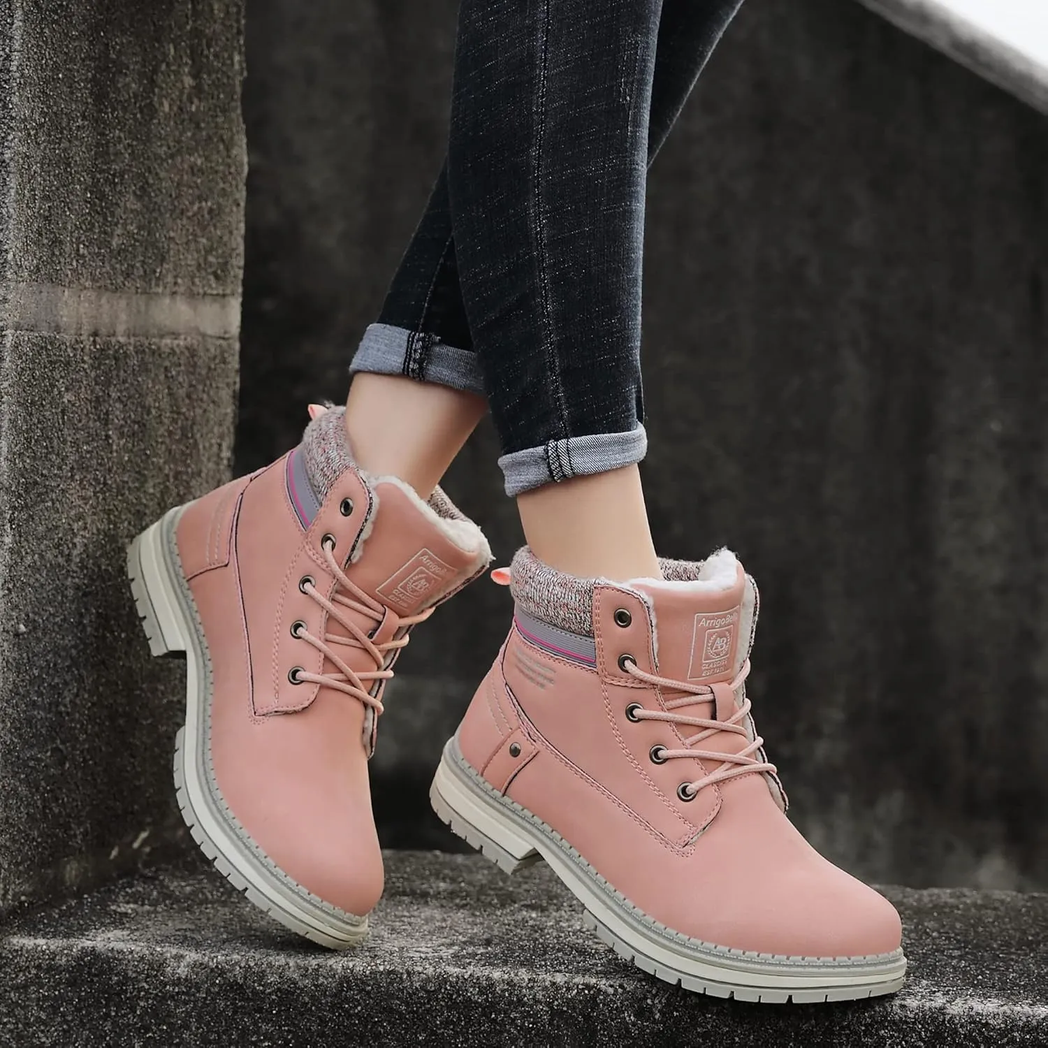 AX BOXING Womens Hiking Boots Anti-slip Snow Boots Water Resistant Warm Winter Shoes for Work Outdoor