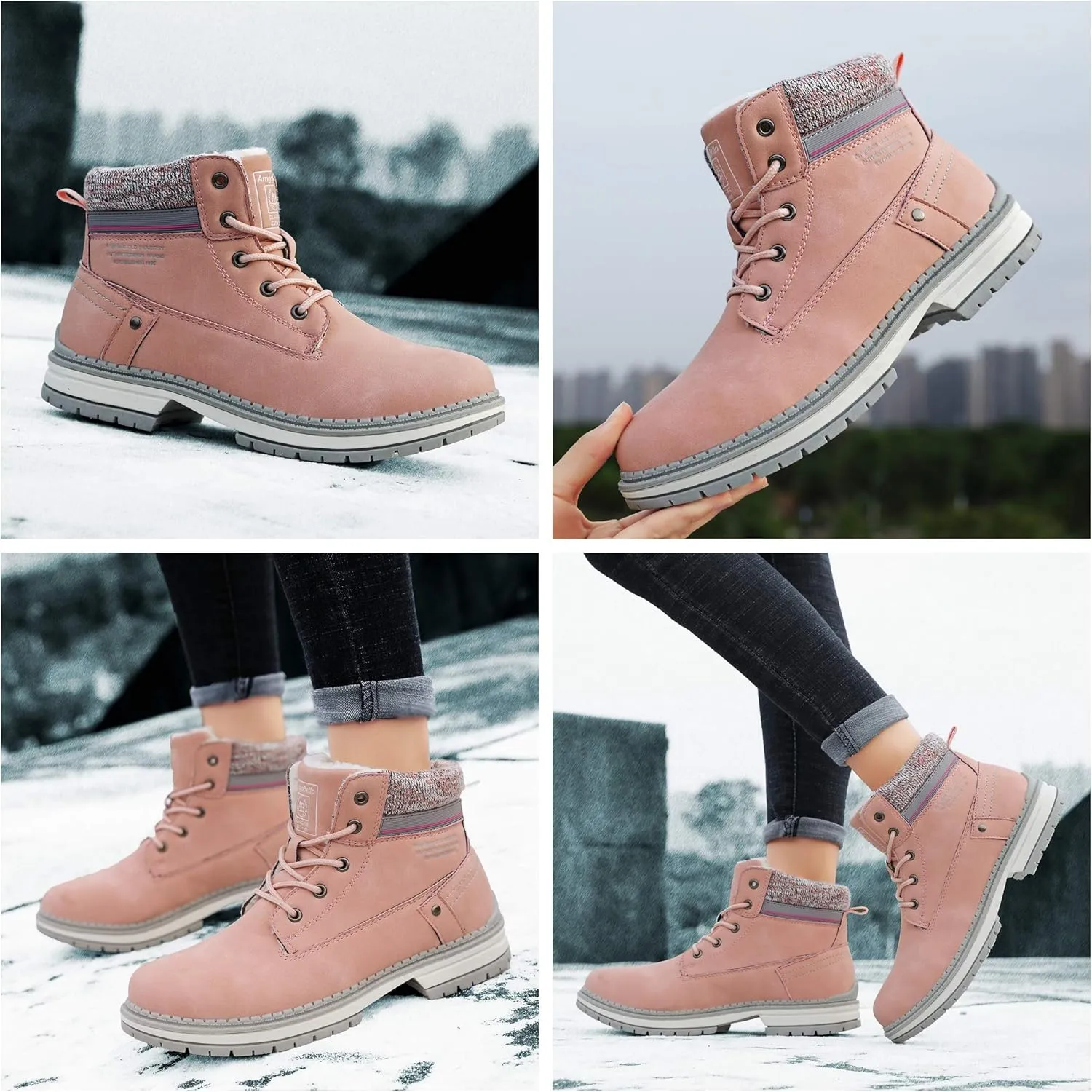 AX BOXING Womens Hiking Boots Anti-slip Snow Boots Water Resistant Warm Winter Shoes for Work Outdoor