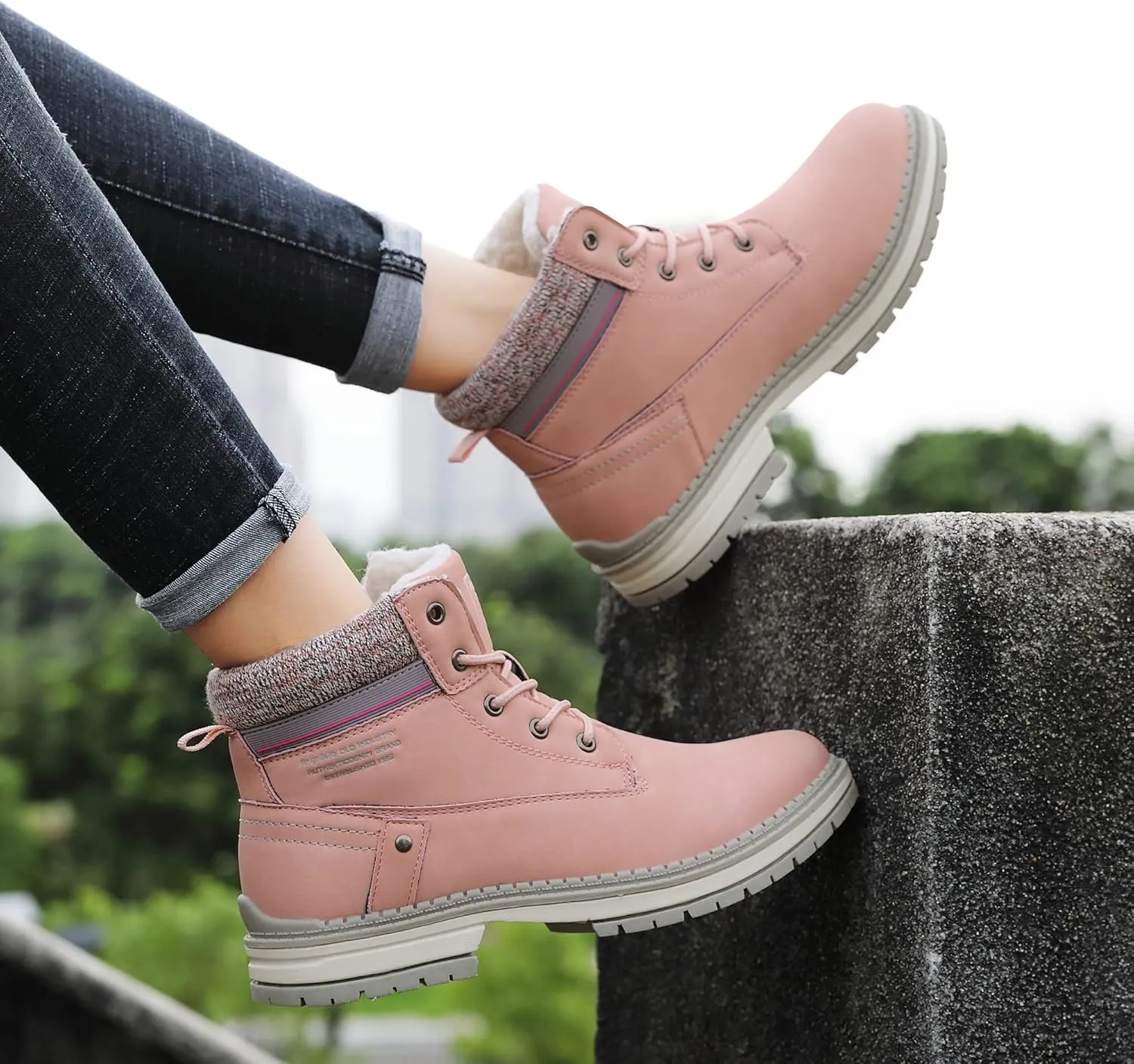 AX BOXING Womens Hiking Boots Anti-slip Snow Boots Water Resistant Warm Winter Shoes for Work Outdoor