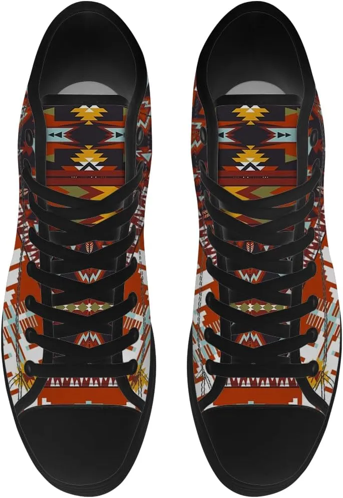 Aztec Shoes for Men Women Native American High Top Canvas Sneakers Lace Up Casual Walking Shoes Gifts for Him Her