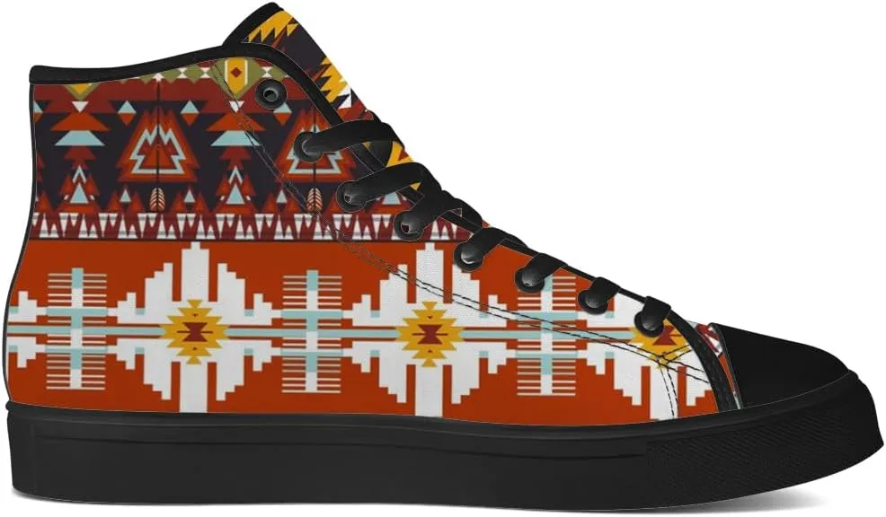 Aztec Shoes for Men Women Native American High Top Canvas Sneakers Lace Up Casual Walking Shoes Gifts for Him Her