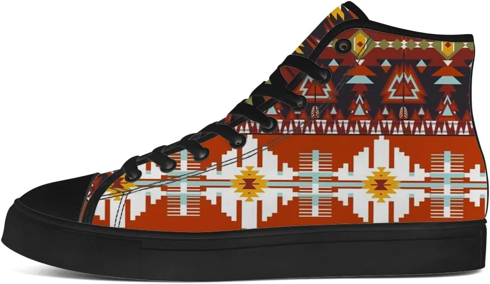 Aztec Shoes for Men Women Native American High Top Canvas Sneakers Lace Up Casual Walking Shoes Gifts for Him Her
