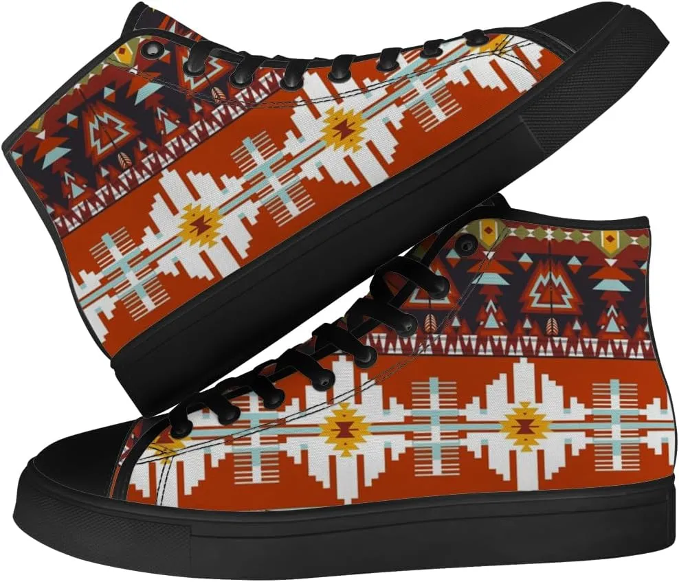 Aztec Shoes for Men Women Native American High Top Canvas Sneakers Lace Up Casual Walking Shoes Gifts for Him Her