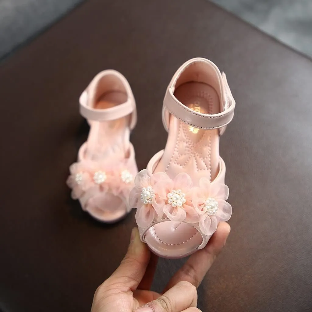 Baby Girl Shoes,Toddler Girls Leather Pearl Princess Shoes Party Cute Floral Sandals Kids Baby Shoes 1-7 Years