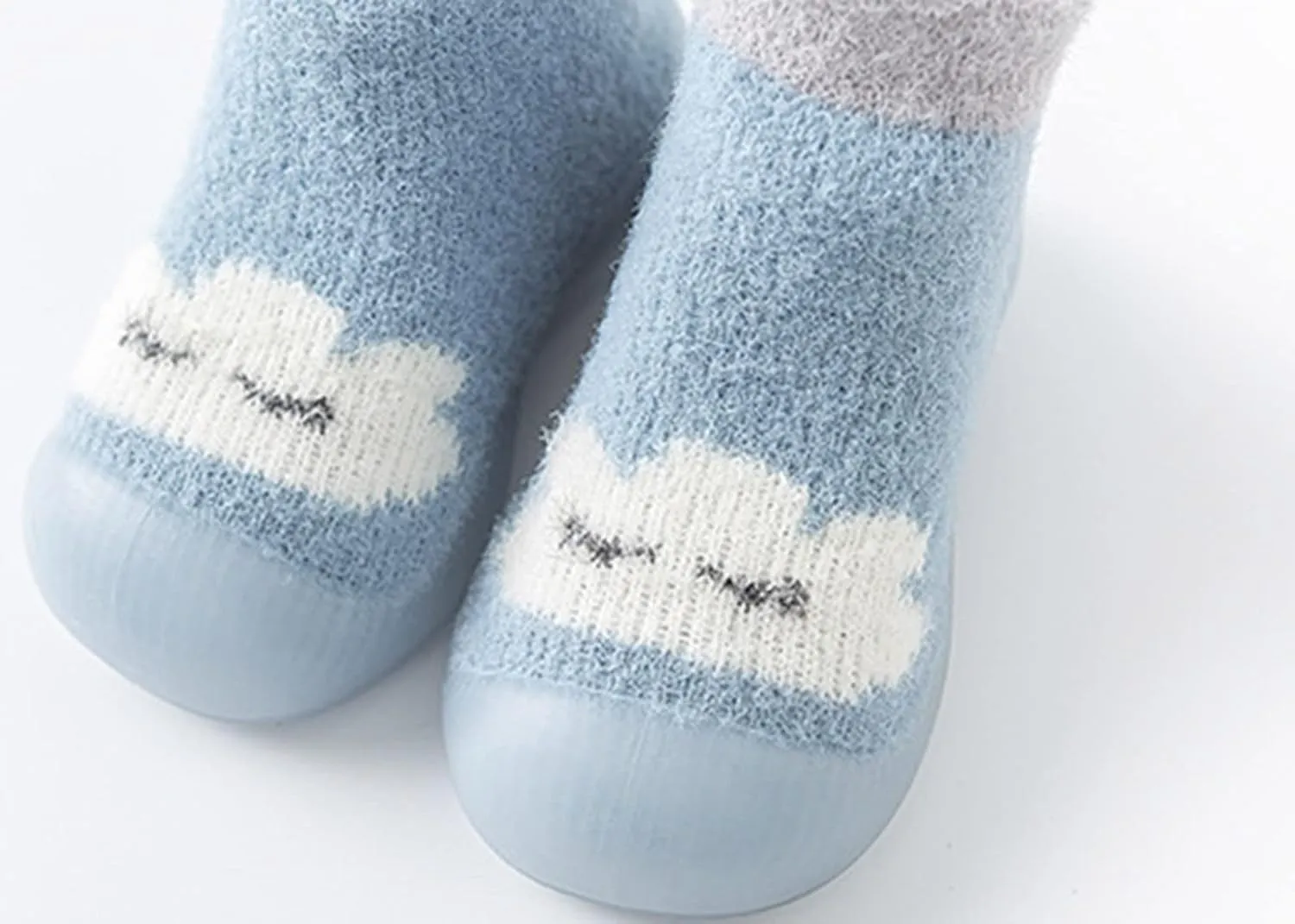 Baby Sock Shoes Toddler Kids Infant Newborn Boys Girls Shoes First Walkers Cute Cartoon Warm Thickened White Shoes B
