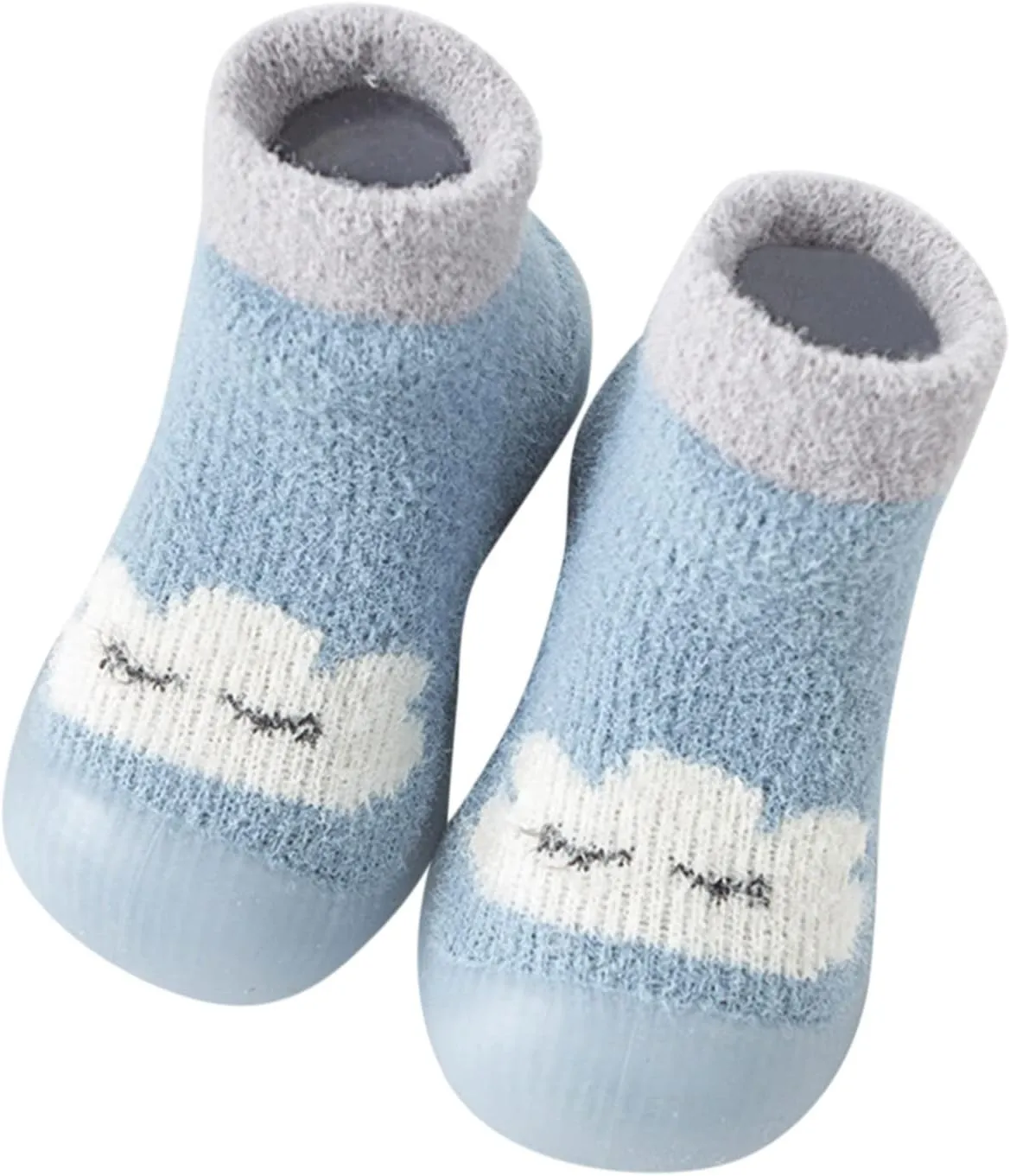 Baby Sock Shoes Toddler Kids Infant Newborn Boys Girls Shoes First Walkers Cute Cartoon Warm Thickened White Shoes B