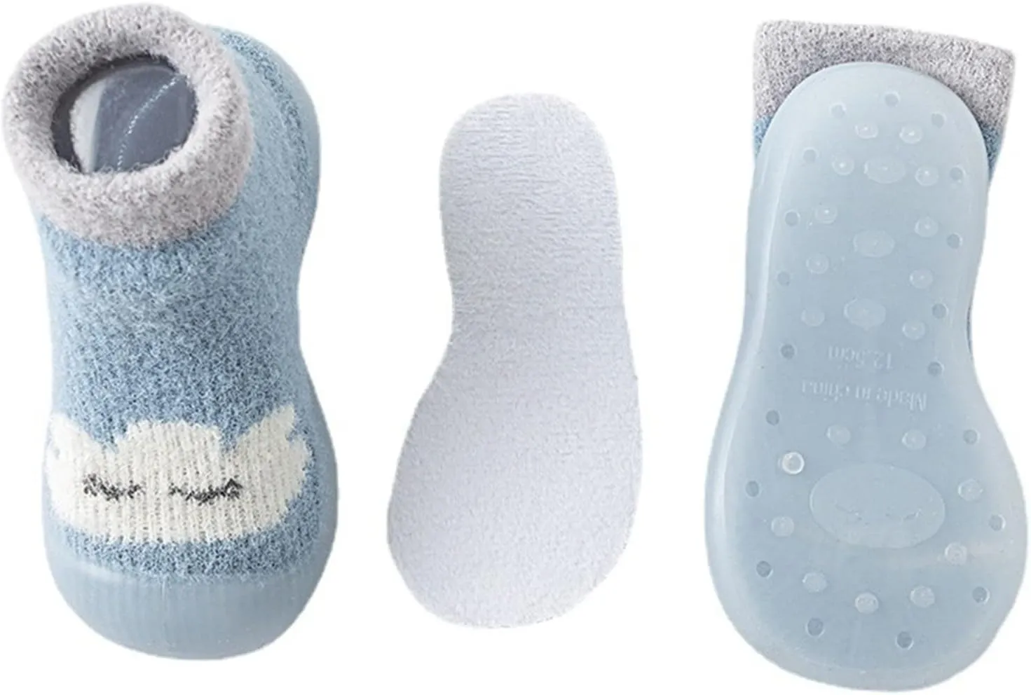 Baby Sock Shoes Toddler Kids Infant Newborn Boys Girls Shoes First Walkers Cute Cartoon Warm Thickened White Shoes B