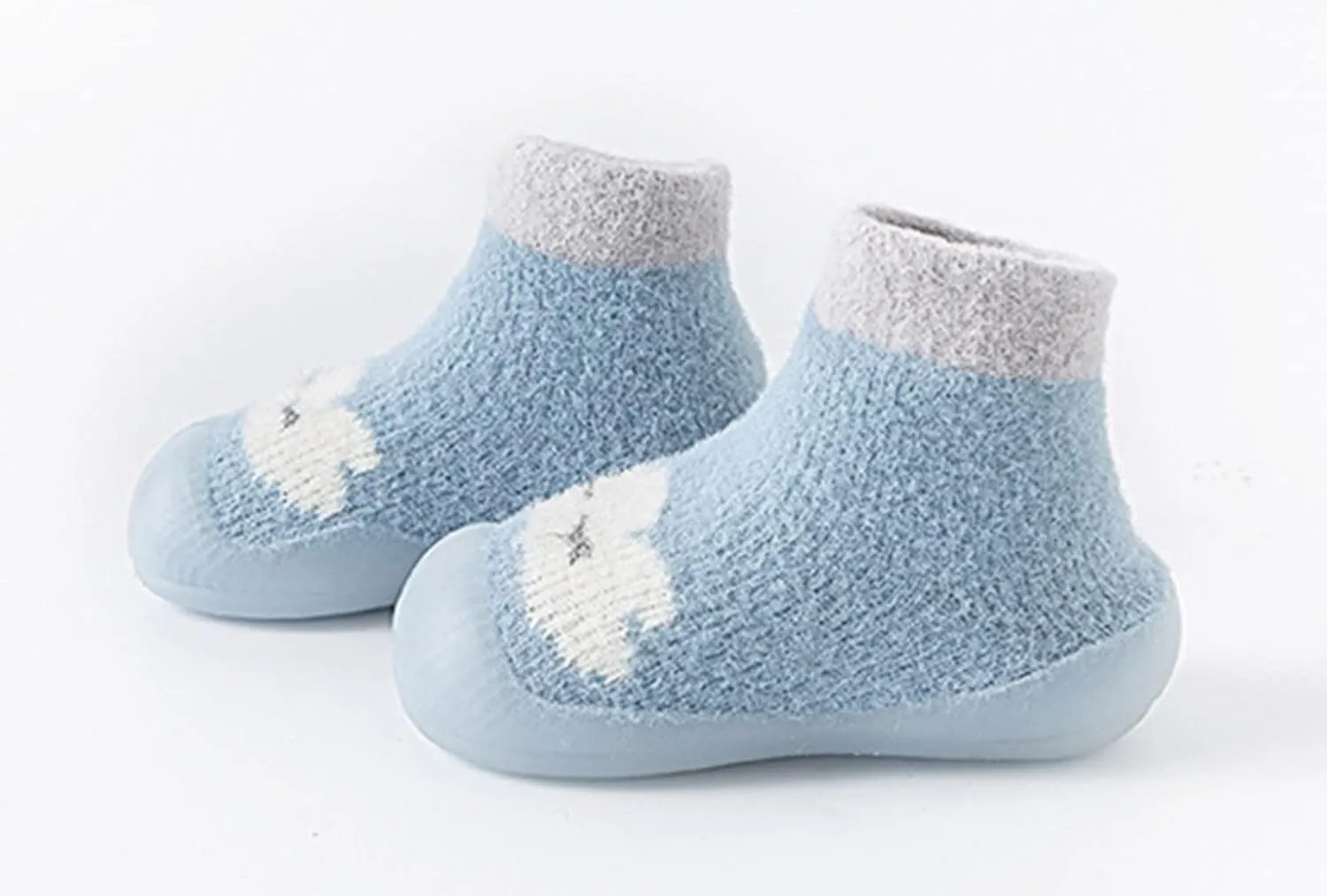 Baby Sock Shoes Toddler Kids Infant Newborn Boys Girls Shoes First Walkers Cute Cartoon Warm Thickened White Shoes B