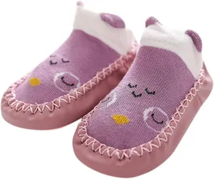 Baby Sock Shoes,Boys Girls Cartoon Shoes First Walking Shoes Non-Slip Socks Kids Floor Shoes White Shoes B