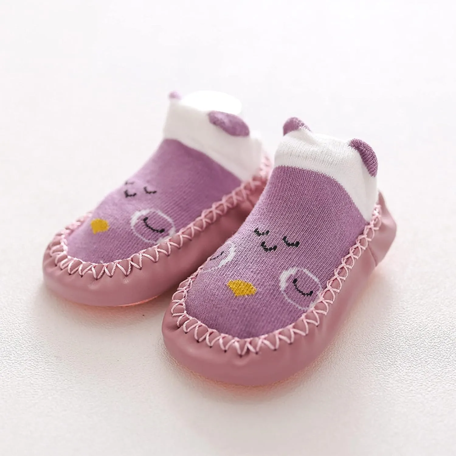 Baby Sock Shoes,Boys Girls Cartoon Shoes First Walking Shoes Non-Slip Socks Kids Floor Shoes White Shoes B