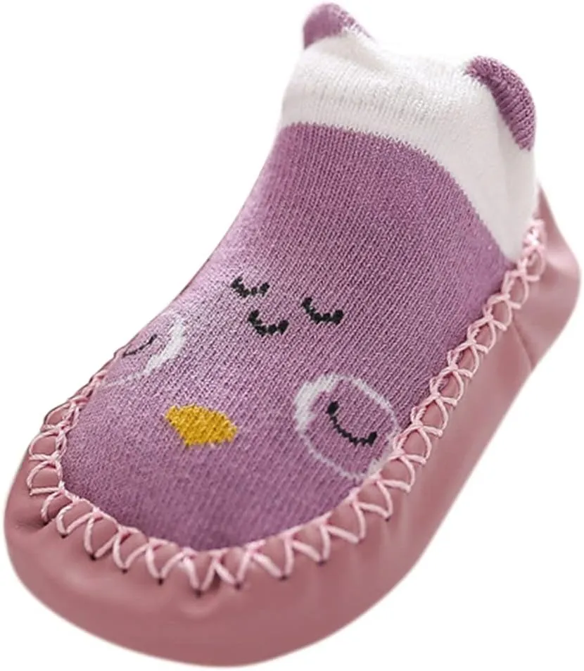 Baby Sock Shoes,Boys Girls Cartoon Shoes First Walking Shoes Non-Slip Socks Kids Floor Shoes White Shoes B