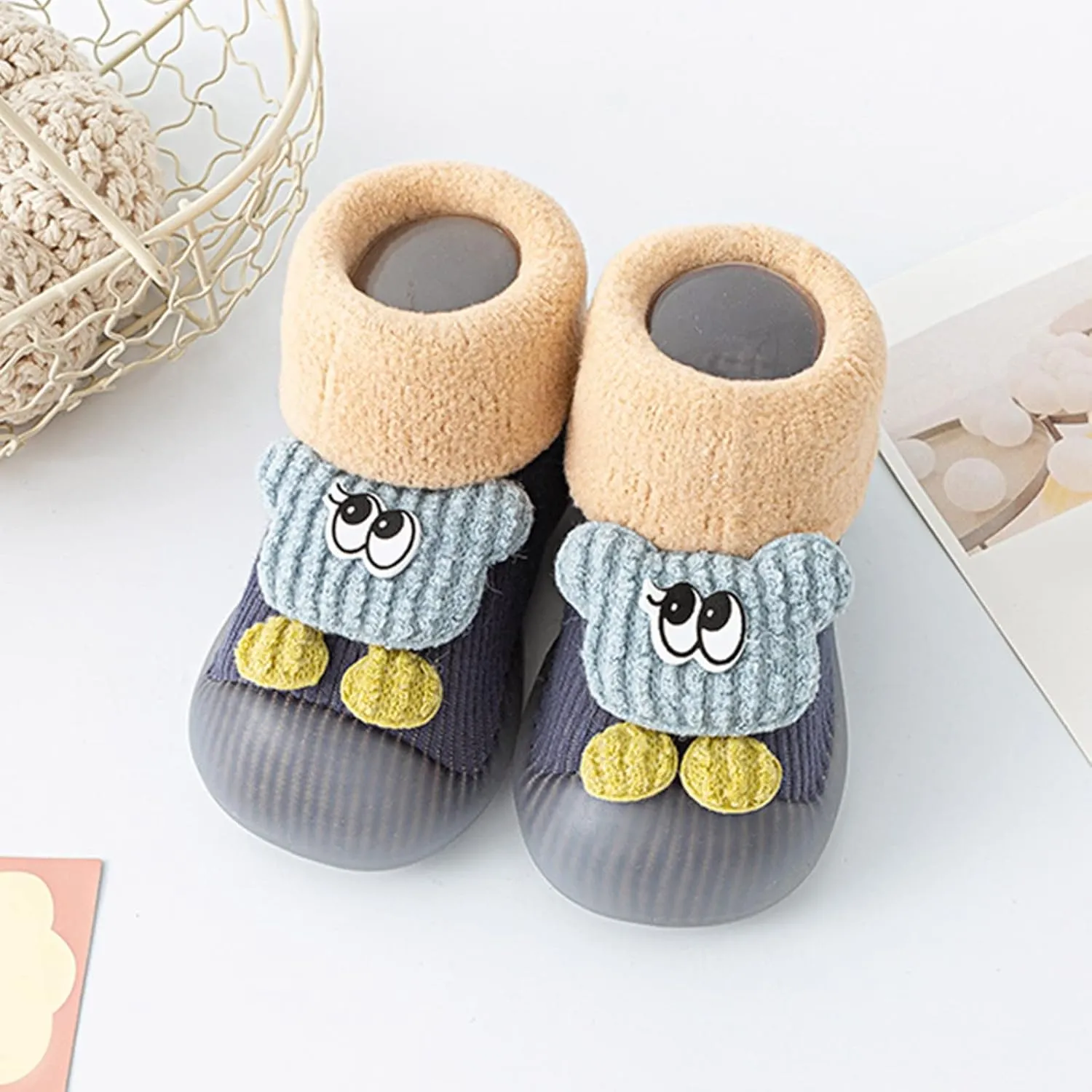 Baby Sock Shoes,Infant Boys Girls Animal Cartoon Socks Shoes Fleece WarmThe Floor Socks Non Slip Prewalker Shoes