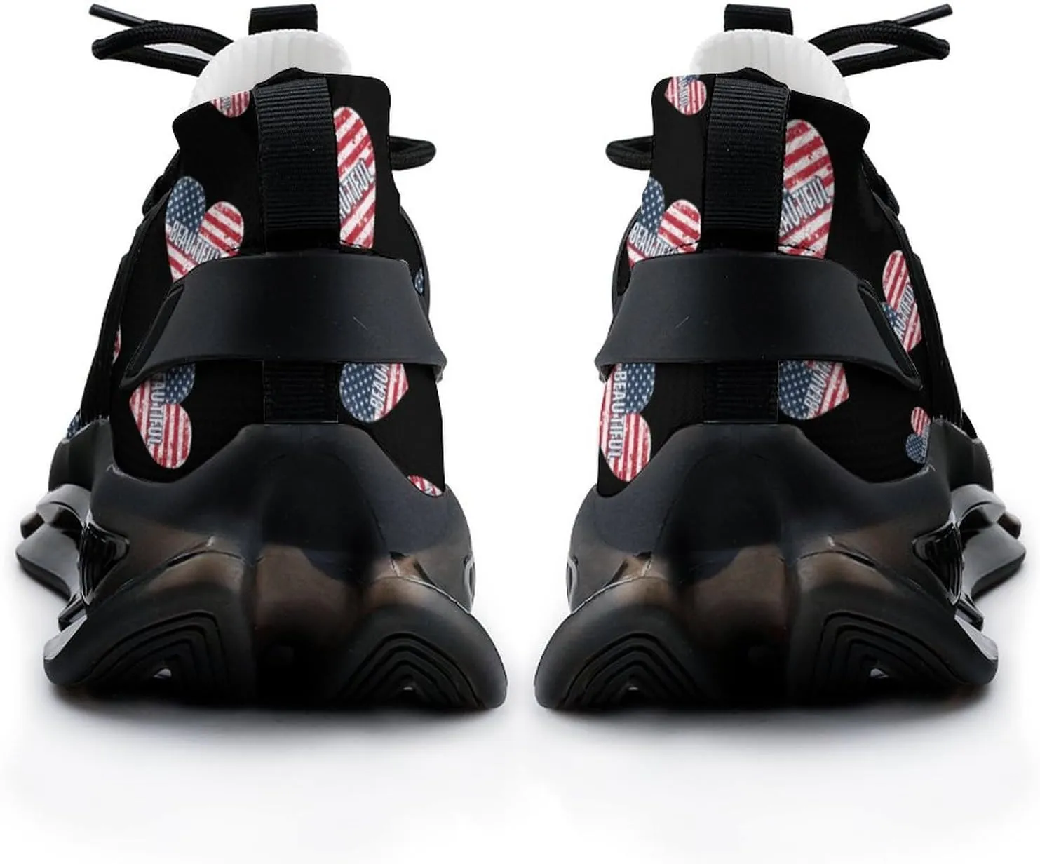 Beautiful American Heart Flag Men's Running Shoes Lightweight Walking Shoe Breathable Sneaker