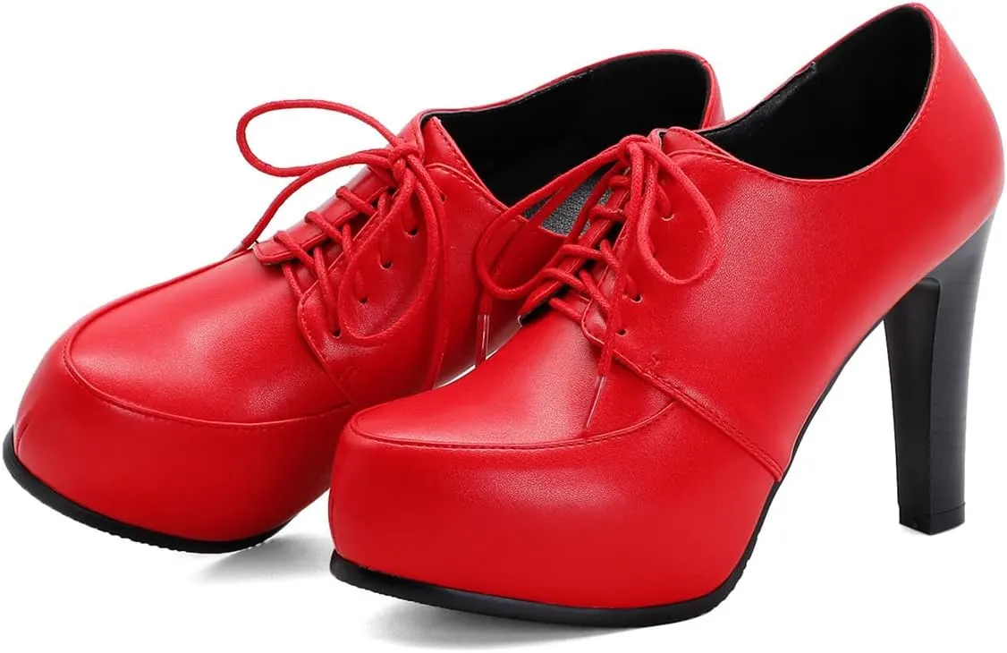 Betastella Women's Chunky Platform Ankle Boots High Heel Booties Lace Up Pumps