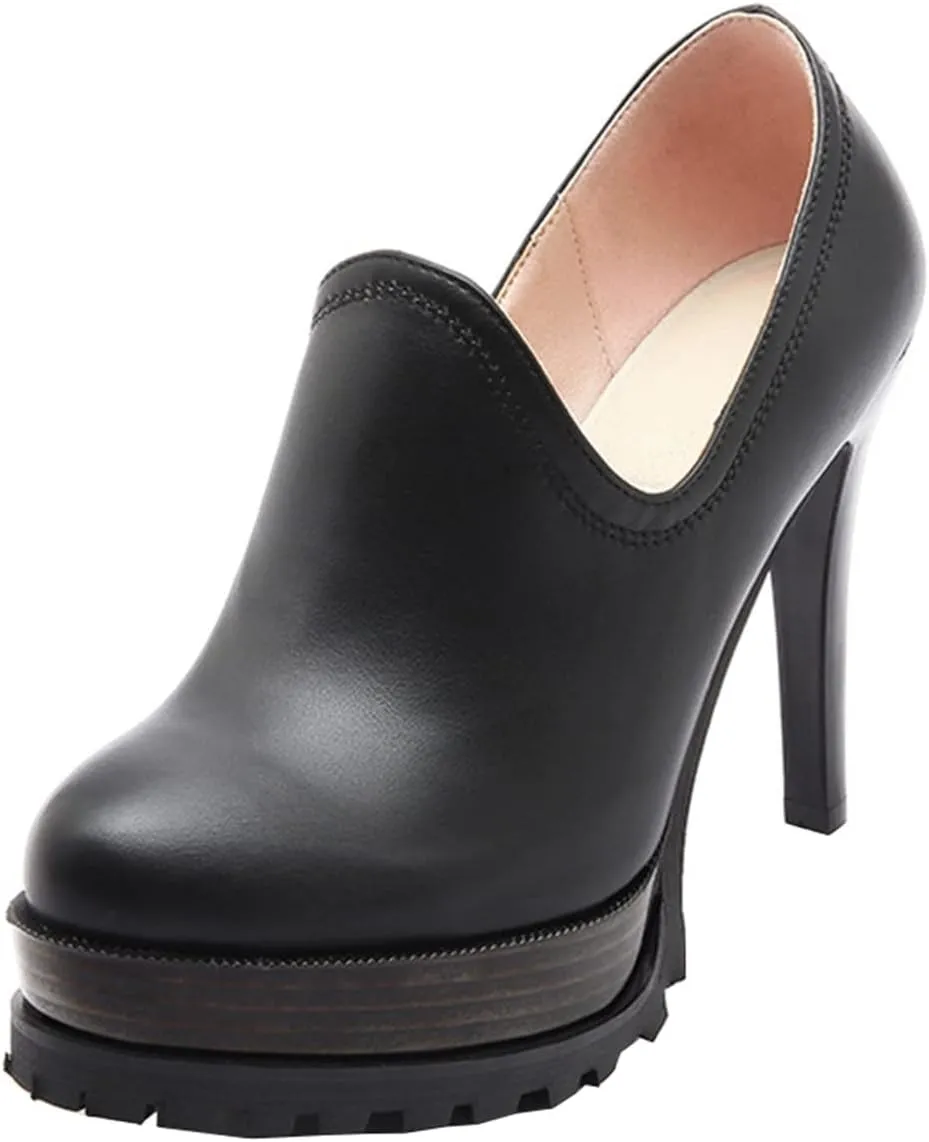 Betastella Women's Stiletto Platform Ankle Booties High Heel Pumps With Side Zip
