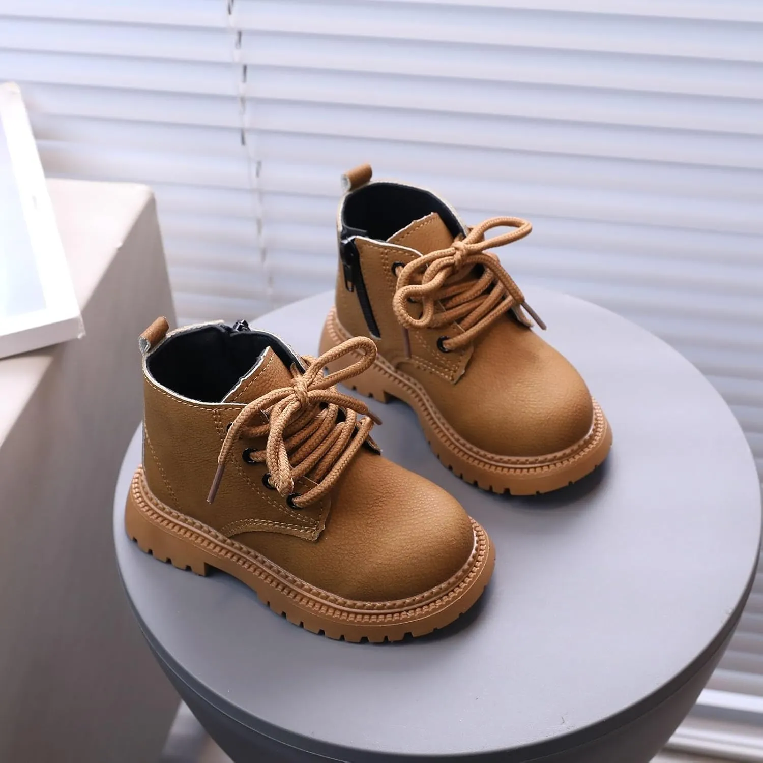 Boots for Girls, Girls Classic Hiking Boots Side Zipper Casual Walking Work Boots High Top Lace Up Combat Ankle Boots