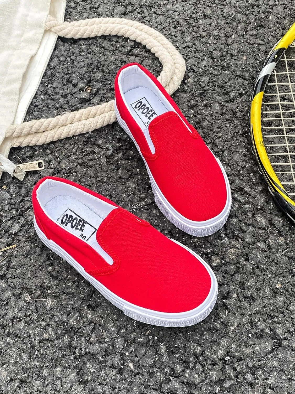Boys' and Girls' Children's Canvas Shoes, Low Cut Slip-on Sneakers Shoes, Start School Season White Shoes, Fashion Toddler Little Kid Big Kid Skateboarding Shoes