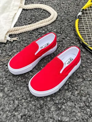 Boys' and Girls' Children's Canvas Shoes, Low Cut Slip-on Sneakers Shoes, Start School Season White Shoes, Fashion Toddler Little Kid Big Kid Skateboarding Shoes
