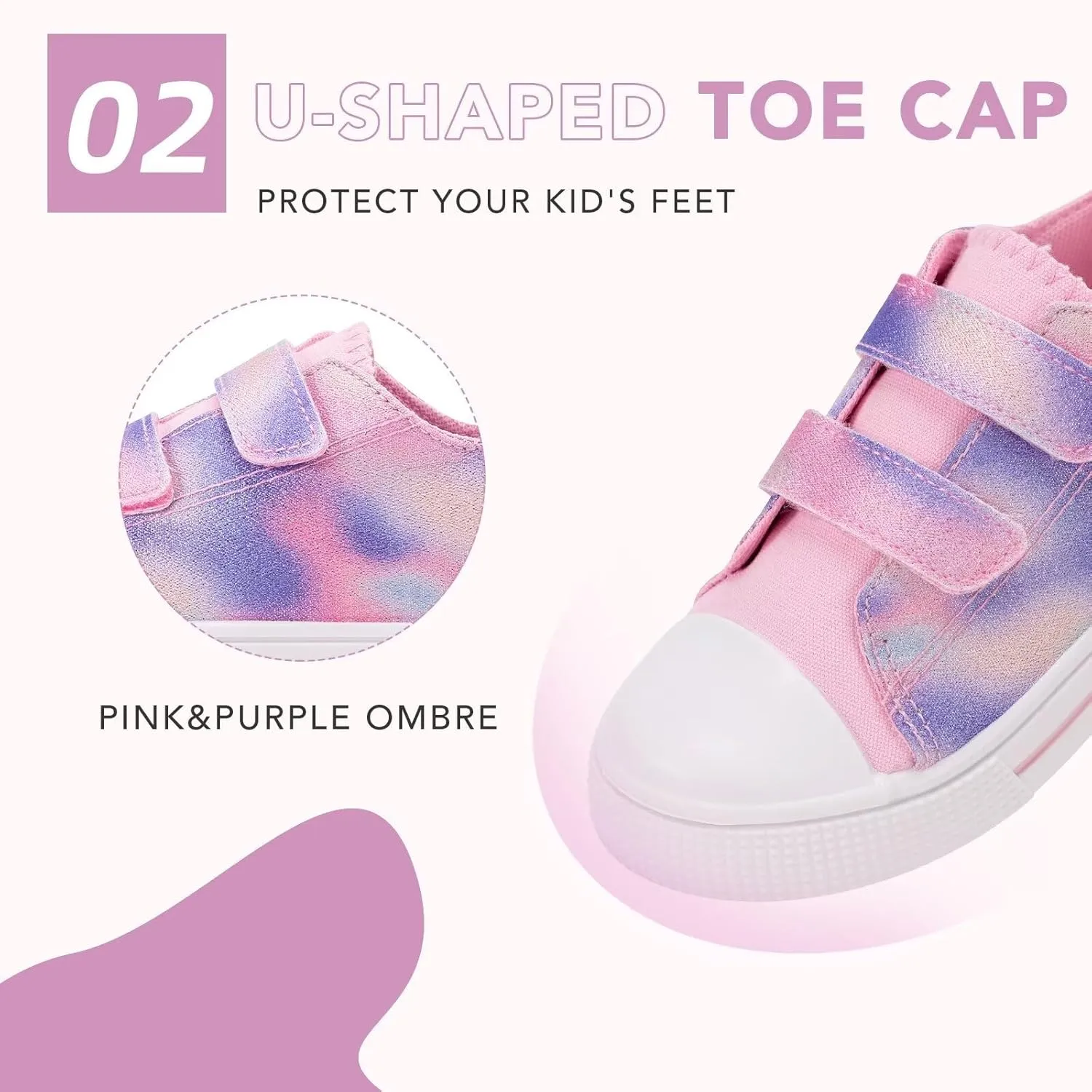 Boys Girls Sneakers Toddler Canvas Shoes Kids Walking Shoes with Hook and Loops