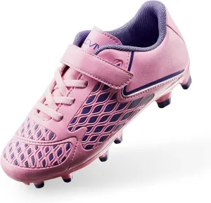 Boys Girls Soccer Cleats - Laceless Kids Football Shoes - Outdoor Firm Ground