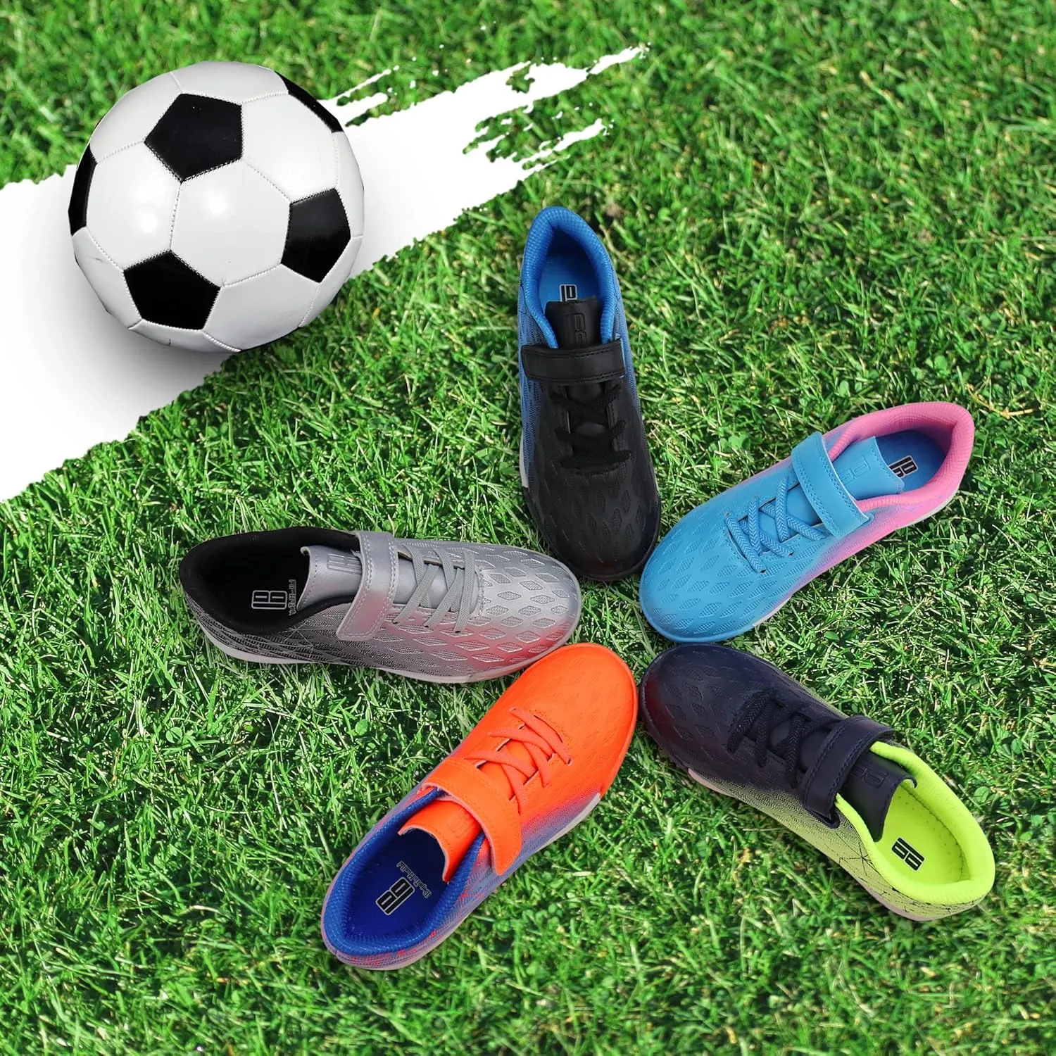 brooman Kids Indoor Soccer Shoes Boys Girls Soccer Cleats Athletic Turf Shoes