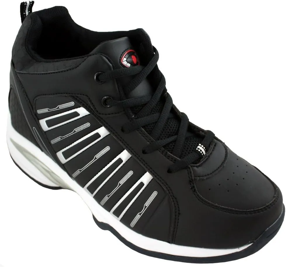 Calden Men's Invisible Height Increasing Elevator Shoes - Black Leather Lace-up Lightweight Sport Sneakers - 3.8 Inches Taller - K3328 - Size 6 D(M) US