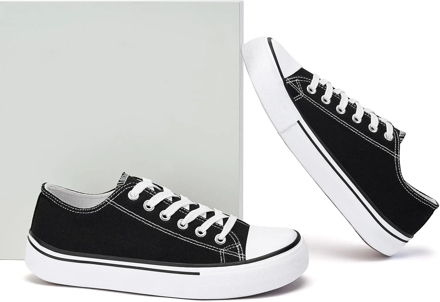 Canvas Shoes for Women Classic Fashion Sneakers Lace Up Low Top Canvas Casual Sneakers Lightweight Breathable Comfort Wide Toe Shoes