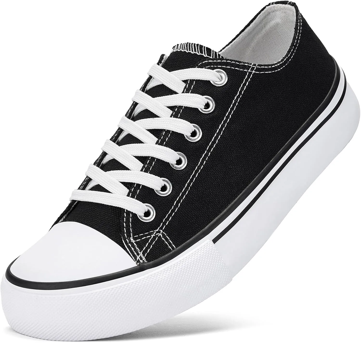 Canvas Shoes for Women Classic Fashion Sneakers Lace Up Low Top Canvas Casual Sneakers Lightweight Breathable Comfort Wide Toe Shoes