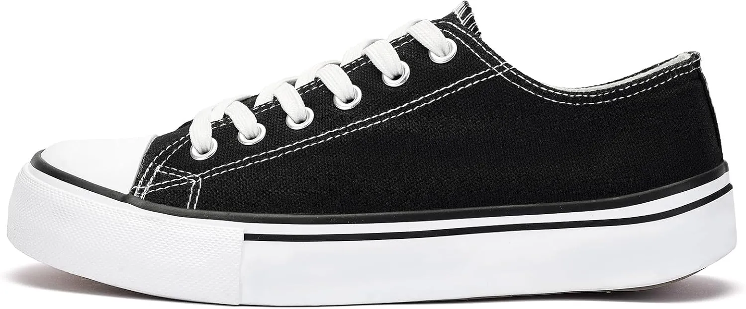 Canvas Shoes for Women Classic Fashion Sneakers Lace Up Low Top Canvas Casual Sneakers Lightweight Breathable Comfort Wide Toe Shoes