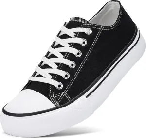 Canvas Shoes for Women Classic Fashion Sneakers Lace Up Low Top Canvas Casual Sneakers Lightweight Breathable Comfort Wide Toe Shoes