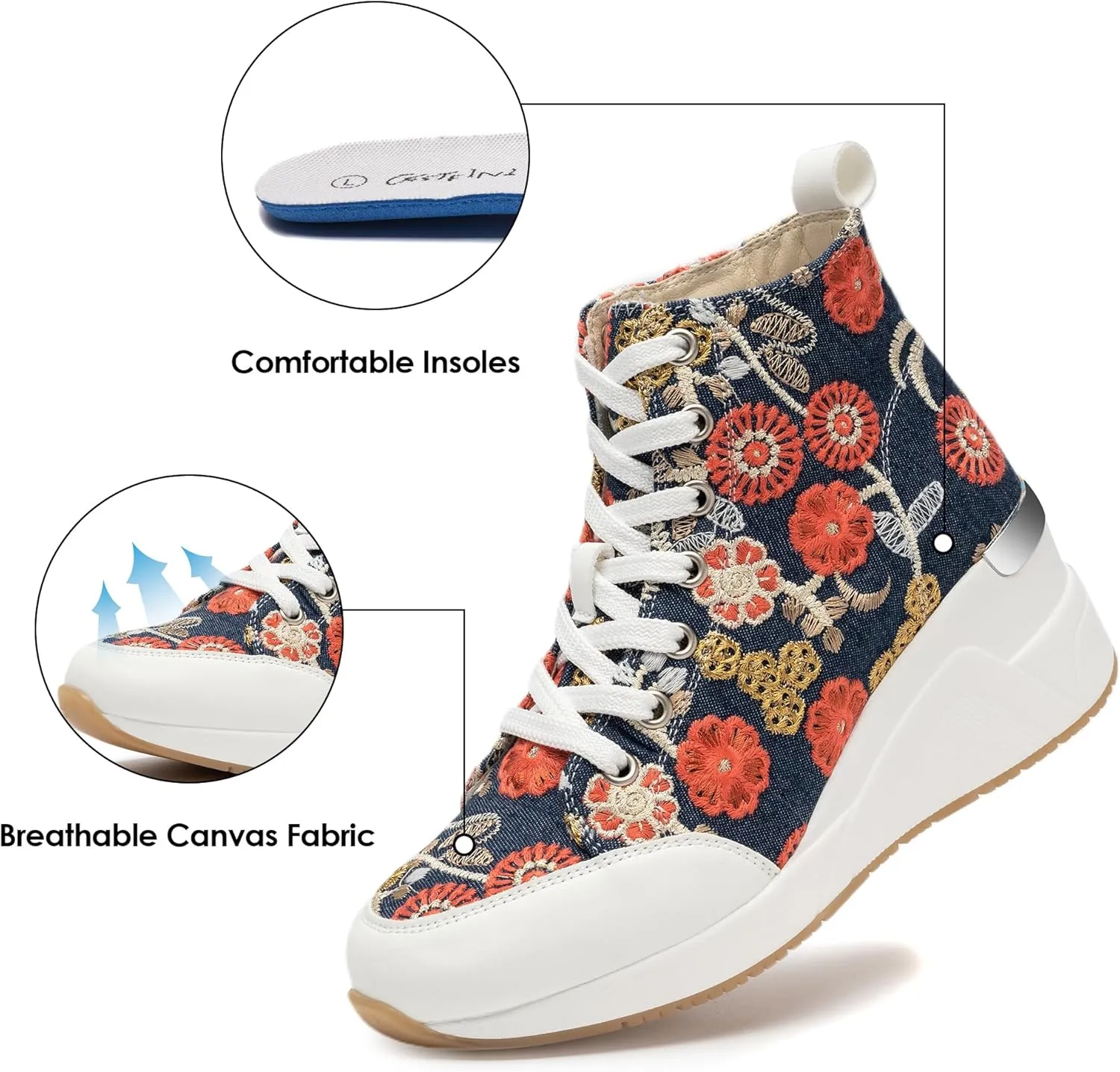 Cestfini Graffiti High Top Sneakers for Women Breathable White Black Platform Sneakers Lace up Womens Canvas Shoes