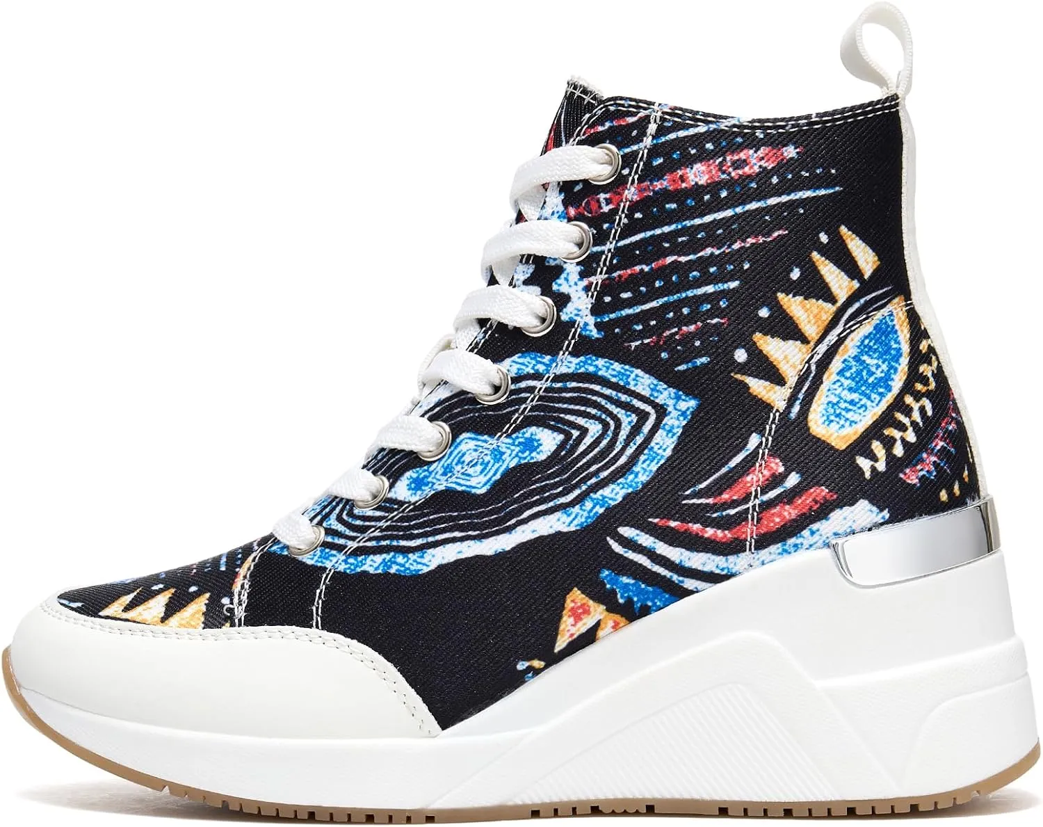Cestfini Graffiti High Top Sneakers for Women Breathable White Black Platform Sneakers Lace up Womens Canvas Shoes