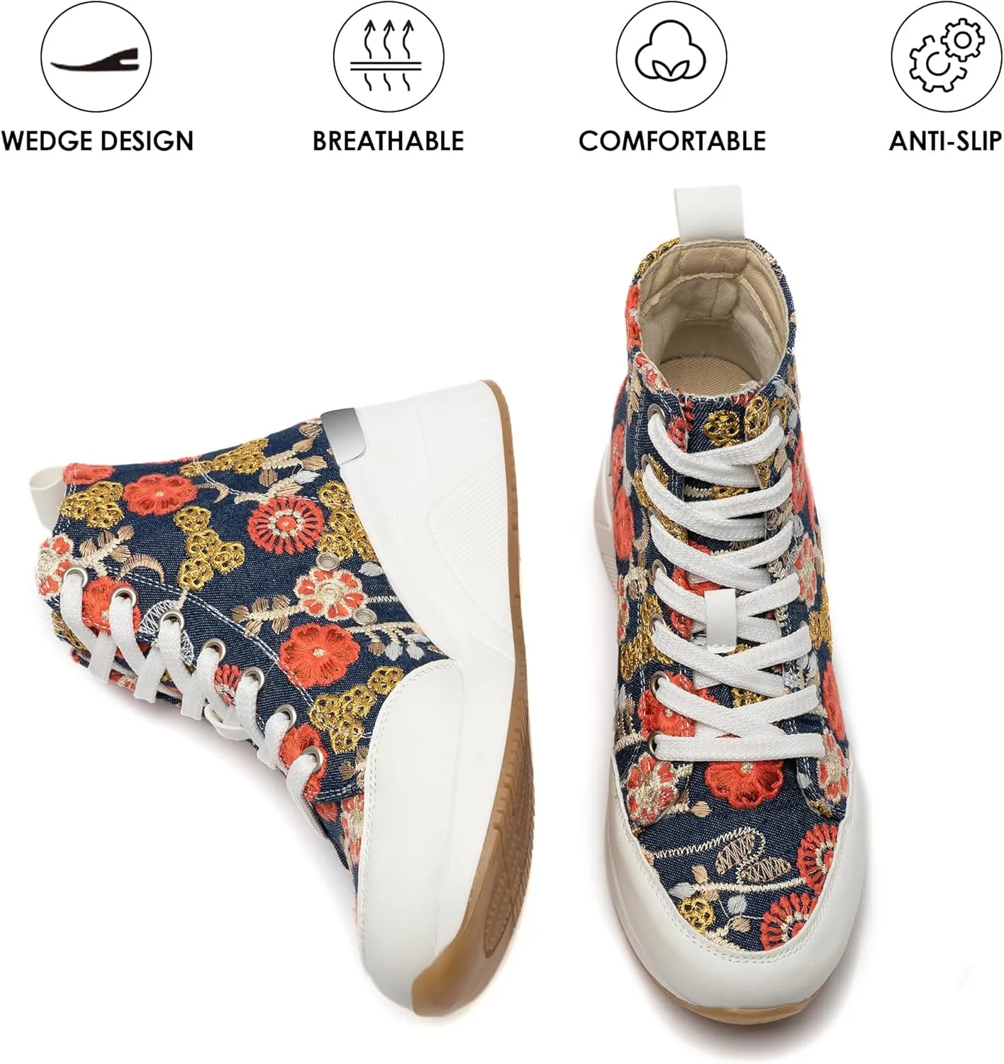 Cestfini Graffiti High Top Sneakers for Women Breathable White Black Platform Sneakers Lace up Womens Canvas Shoes