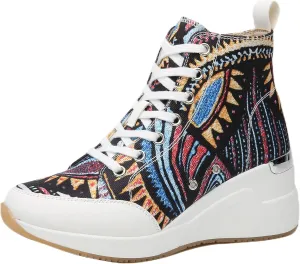 Cestfini Graffiti High Top Sneakers for Women Breathable White Black Platform Sneakers Lace up Womens Canvas Shoes