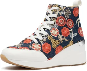 Cestfini Graffiti High Top Sneakers for Women Breathable White Black Platform Sneakers Lace up Womens Canvas Shoes